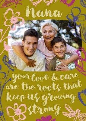 Floral Nana Photo Upload Mother's Day Card