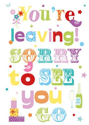 UKG Colourful Illustrated Typographic You're Leaving Card