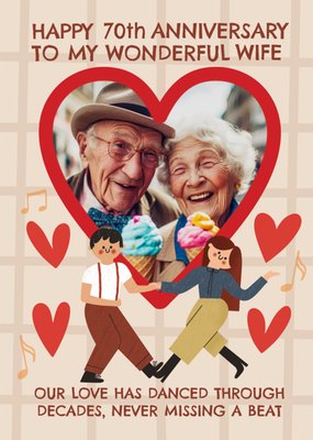 Happy 70th Anniversary To My Wonderful Wife Photo Upload Card