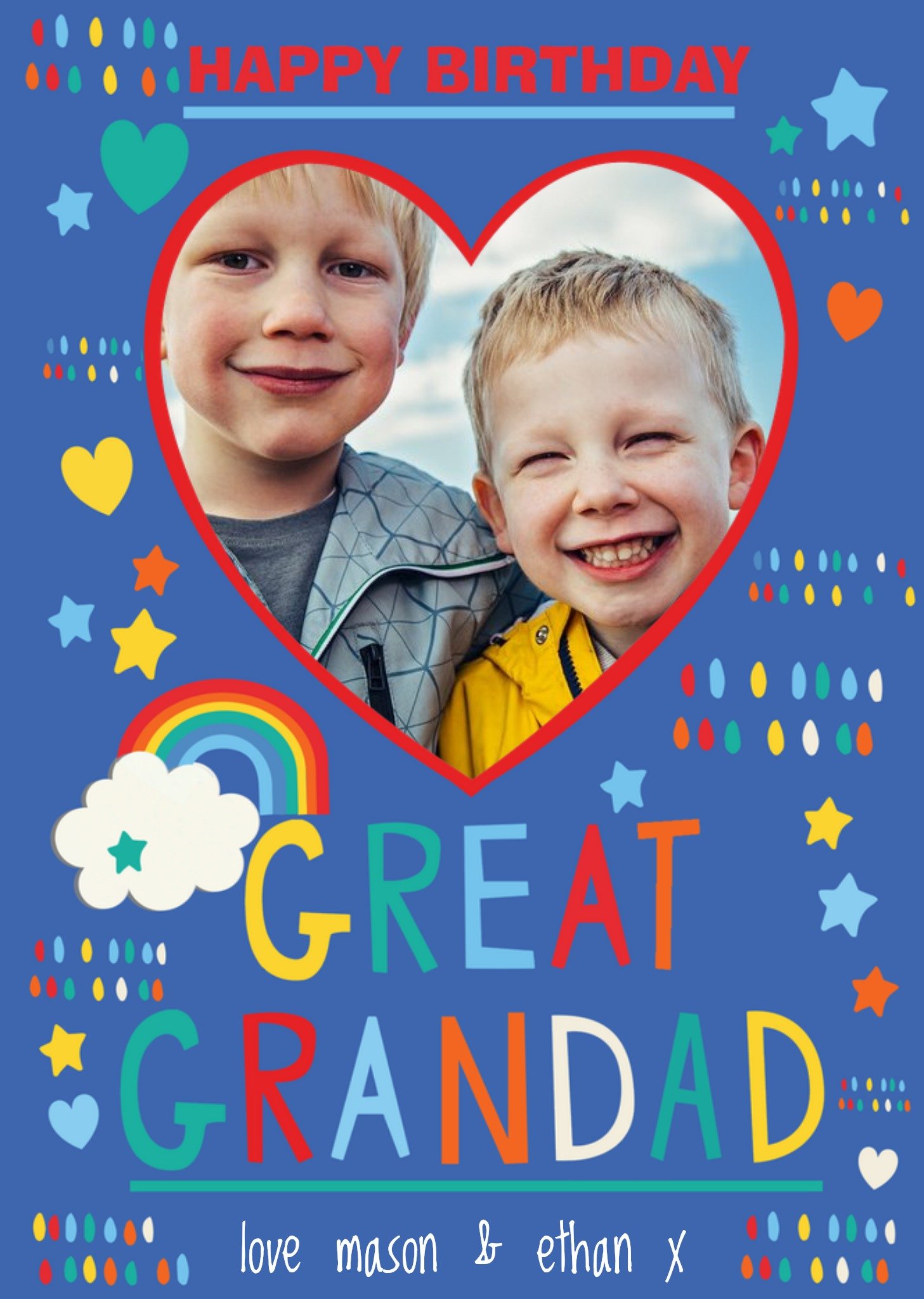 Moonpig Great Grandad Rainbow Photo Upload Birthday Card