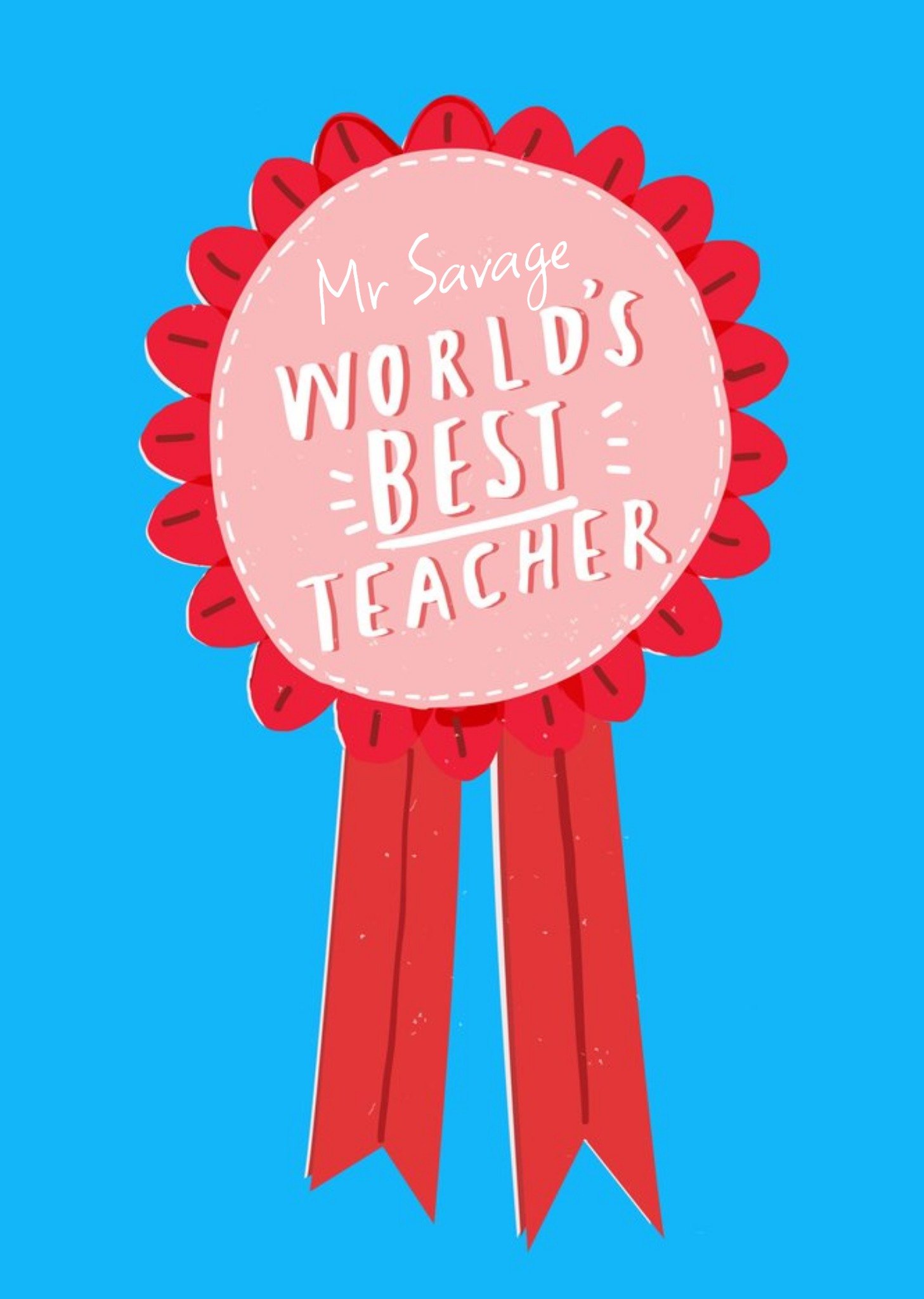 Moonpig Award Badge Personalised Worlds Best Teacher Card