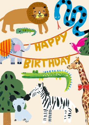 Eleanor Bowmer Happy Birthday Illustrated Animals Card