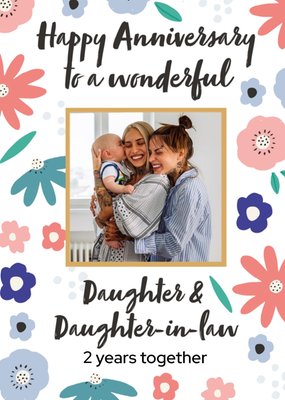 Daughter and Daughter-In-Law Floral Photo Upload Card