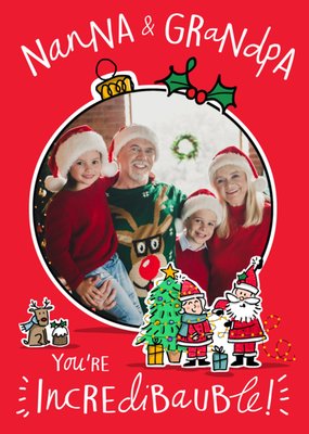 Nanna And Grandpa You're IncrediBauble Photo Upload Christmas Card