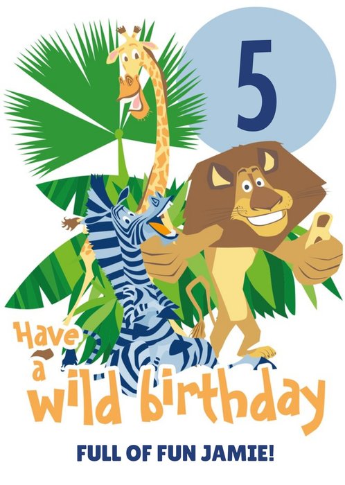 Madagascar Wild 5th Birthday Card