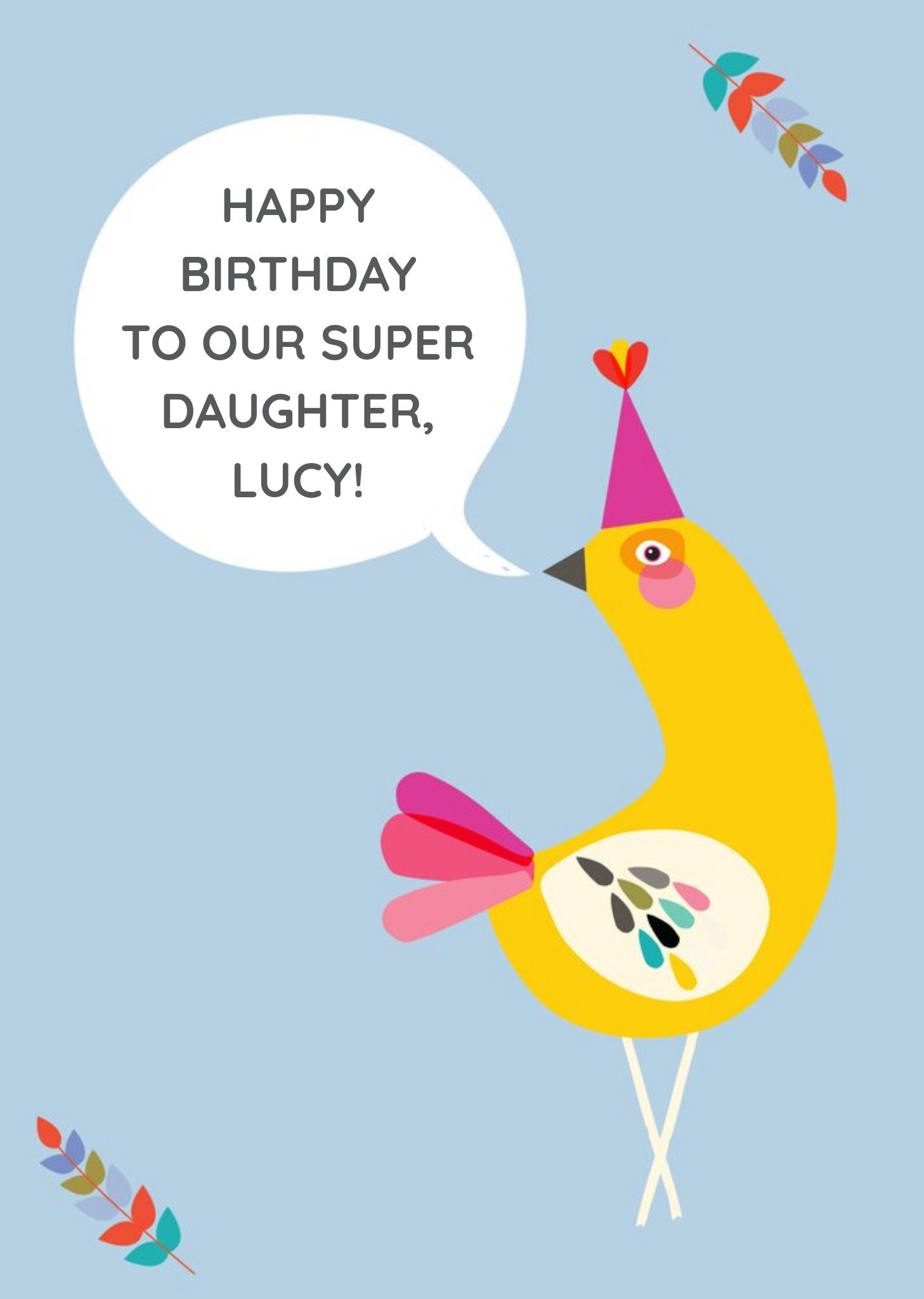 Moonpig Pretty Yellow Bird Personalised Happy Birthday Card