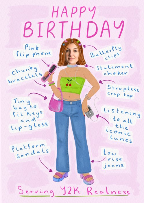 Y2K Realness Photo Upload Birthday Card