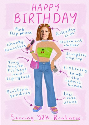 Y2K Realness Photo Upload Birthday Card