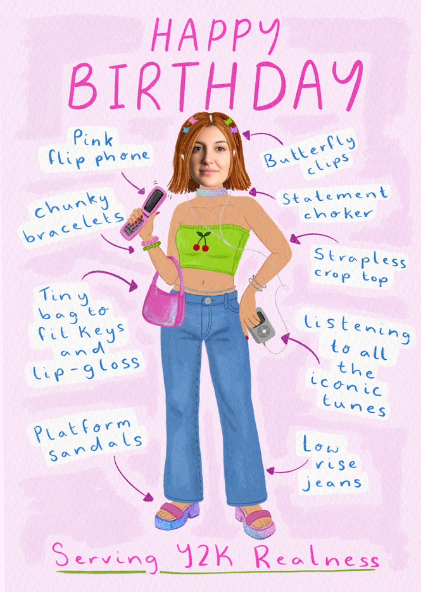 Moonpig Y2K Realness Photo Upload Birthday Card