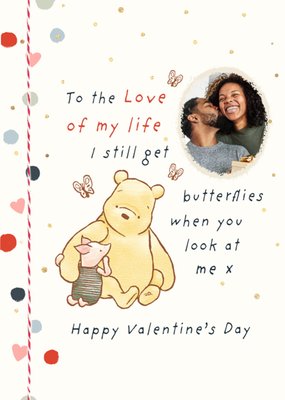 Love Of My Life Disney Winnie The Pooh Illustrated Photo Upload Valentine's Day Card