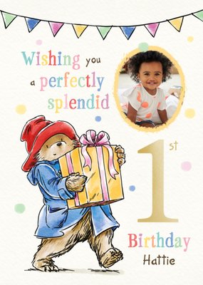 Paddington Bear Perfectly Splendid Photo Upload First Birthday Card
