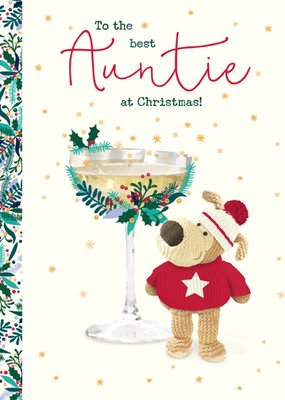 Boofle To The Best Auntie At Christmas Prosecco Coupe Glass Card