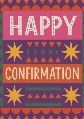 Bold Pattern Illustrated Happy Confirmation Card