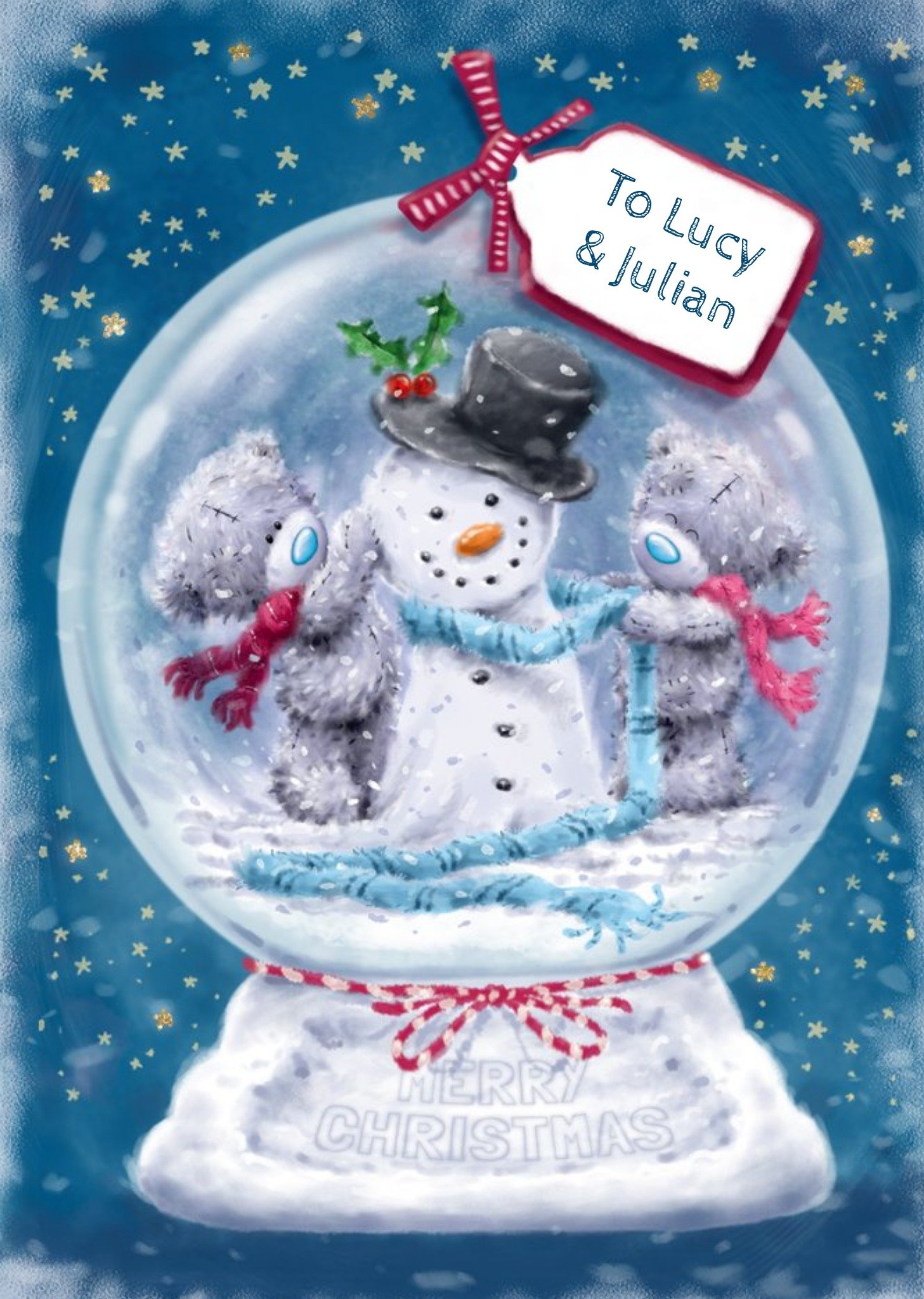 Me To You Snowman Globe Personalised Christmas Card Ecard
