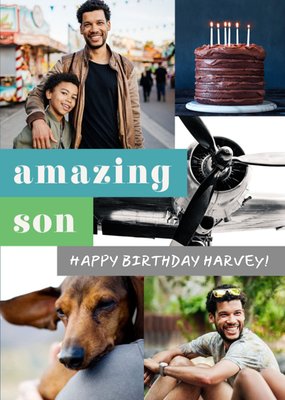 Photo Upload Collage Amazing Son Happy Birthday Card