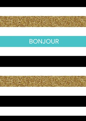 Black And White Striped Bonjour Card