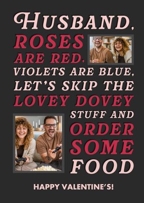Funny Husband Let's Skip The Lovey Dovey Stuff Typography Photo Upload Valentine's Day Card