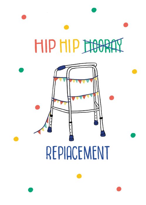 Scribbler Hip Hip Replacement Illustrated Zimmer Frame Get Well Soon Card