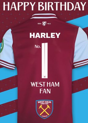 No1 West Ham United Fan Jersey Happy Birthday Card