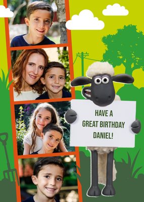 Shaun The Sheep great multiple photo upload Birthday Card