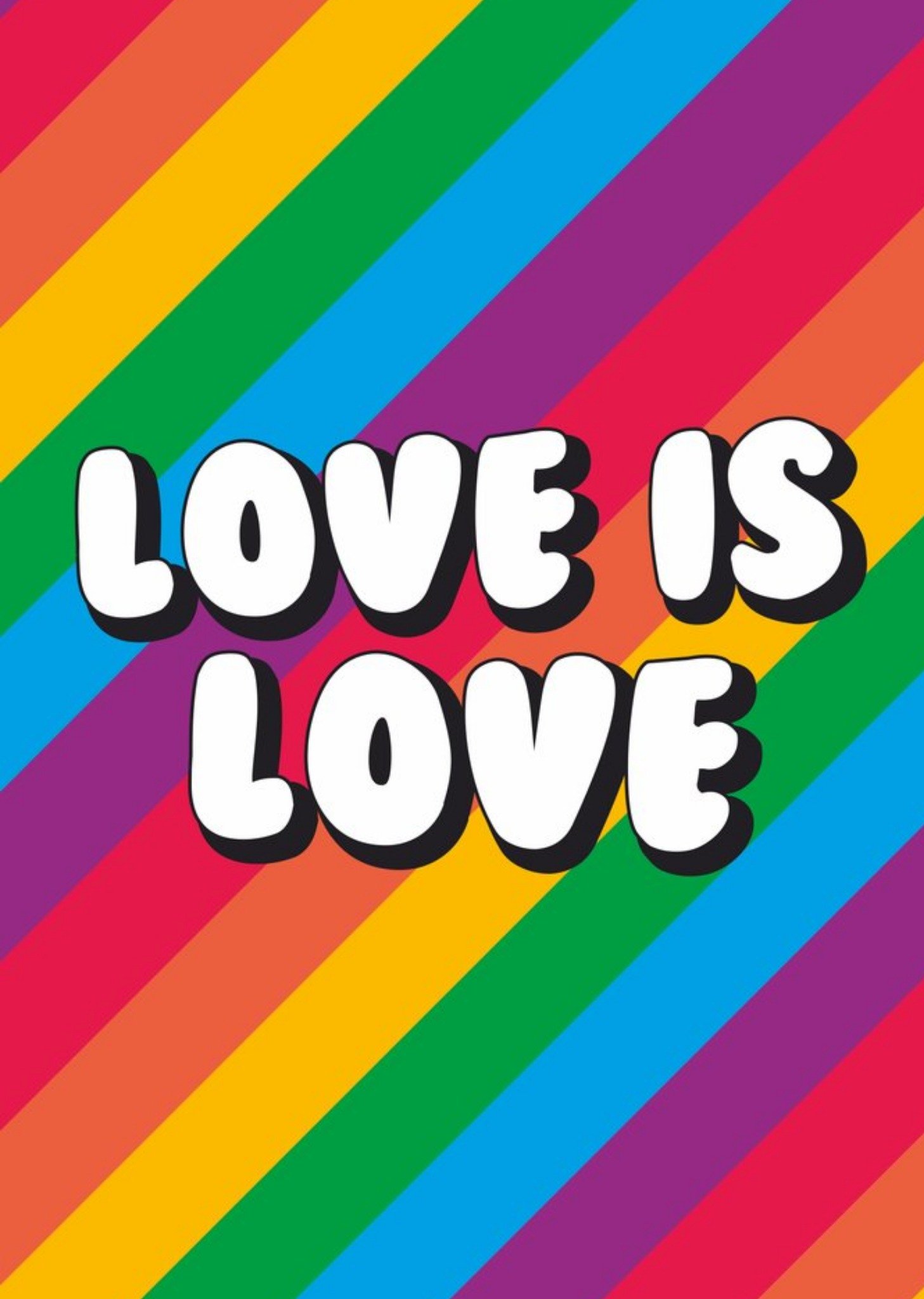 Moonpig Typographic Rainbow Love Is Love Card