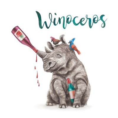 Winoceros Rhino Wine Pun Card