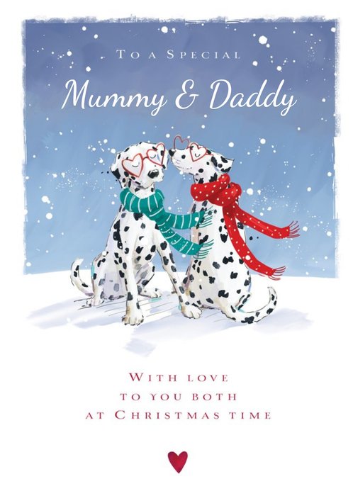 Traditional Mummy and Daddy Dog Christmas Card