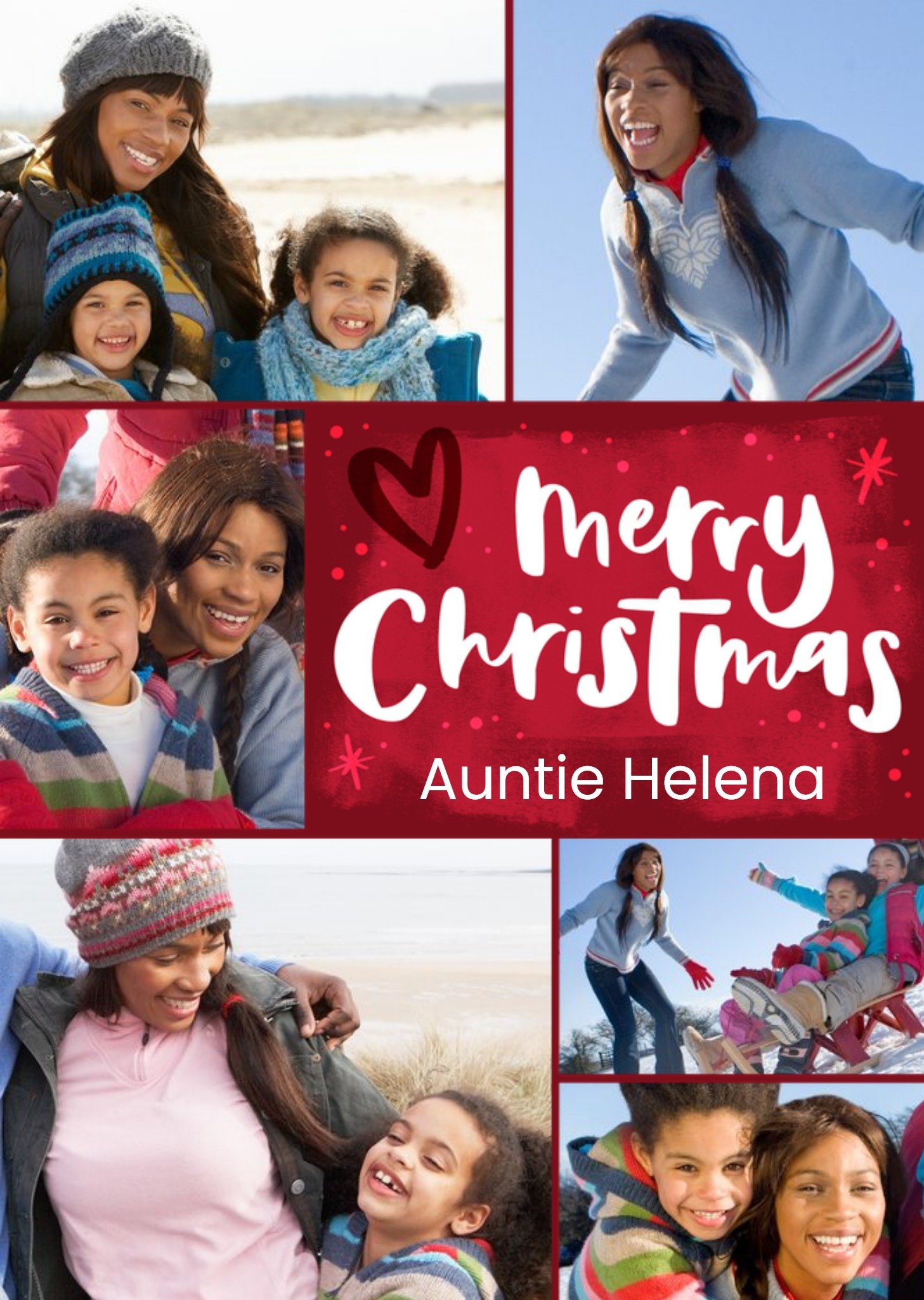 Moonpig Hand-Lettered Photo Upload Auntie Christmas Card