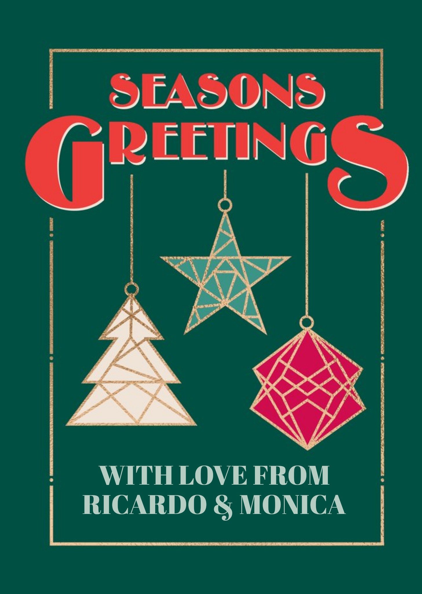 Moonpig Art Deco Seasons Greetings Christmas Card