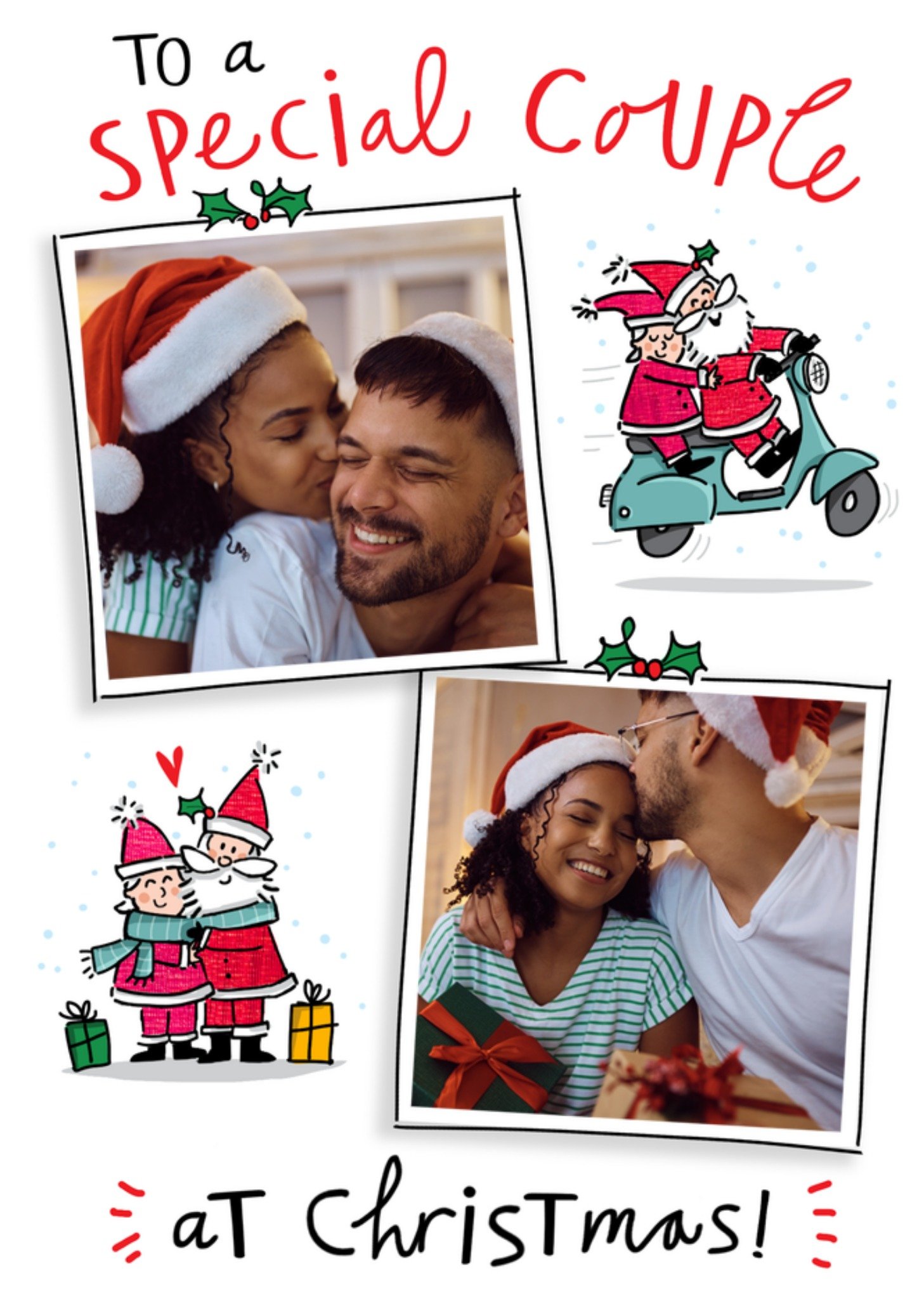 Moonpig To A Special Couple At Christmas Illustrated Mr And Mrs Clause Photo Upload Christmas Card