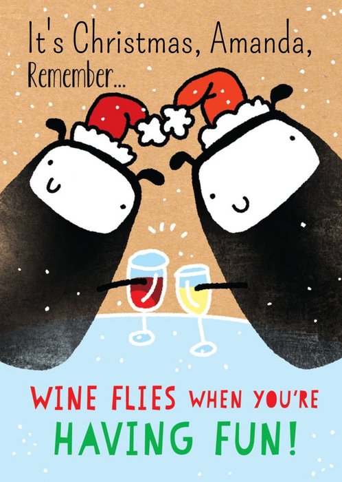 Wine Flies Personalised Christmas Card