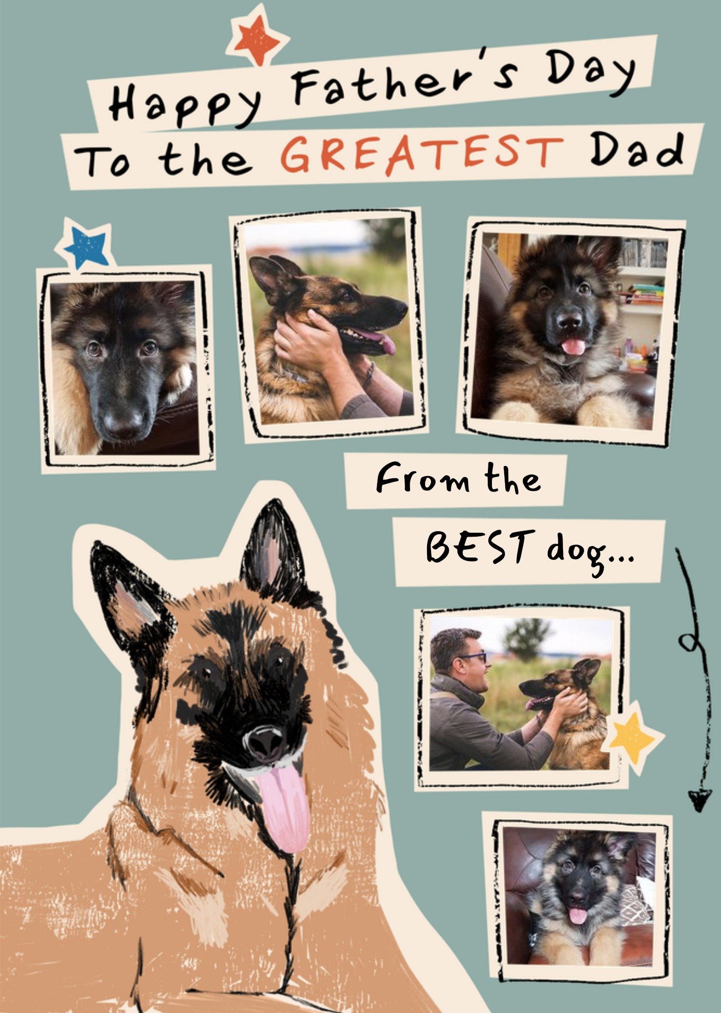Moonpig Greatest Dad German Shepherd Photo Upload Card