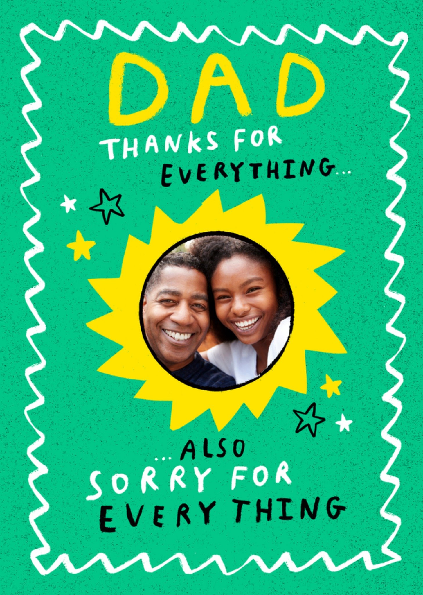 Moonpig Dad Thanks And Sorry Starburst Doodle Style Photo Upload FatherâS Day Card