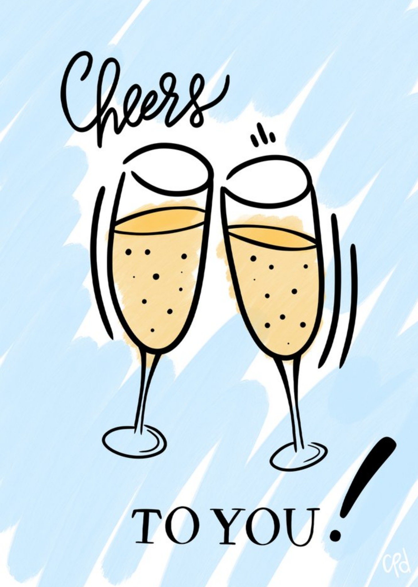Moonpig Bright Fun Design Champagne Flutes Cheers To You Card