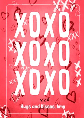 Fishuals XOXO Hugs And Kisses Typography Valentine's Day Card