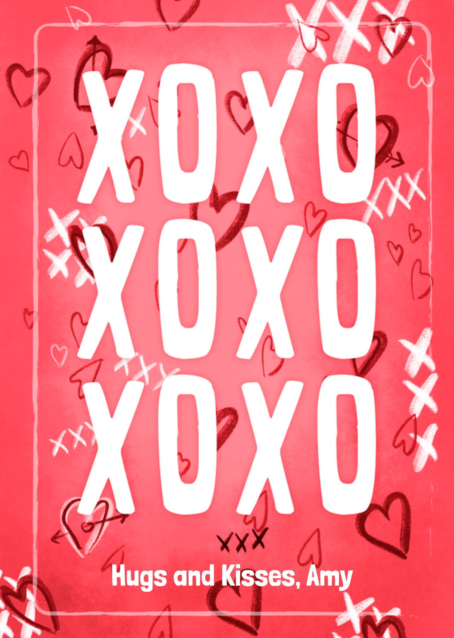 Moonpig Fishuals Xoxo Hugs And Kisses Typography Valentine's Day Card Ecard