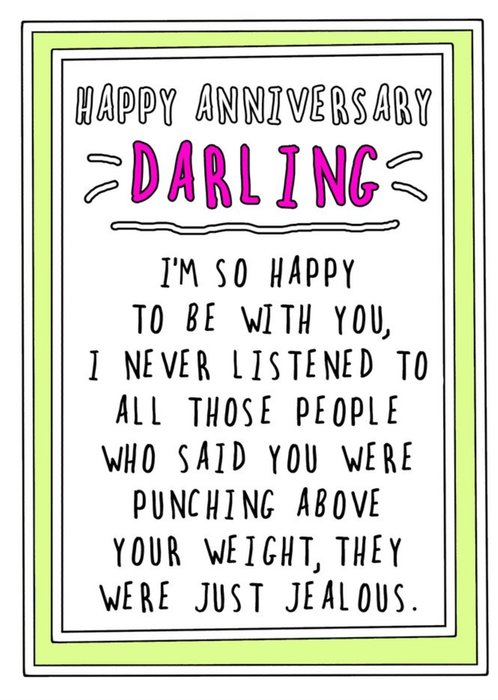 Go La La Humour Darling Border Funny Anniversary Card