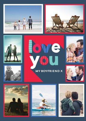 Big Block Letters Love You Boyfriend Valentine's Day Photo Card