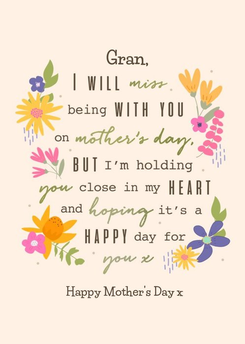 GranThoughtful Words Modern Floral Design Mother's Day Card