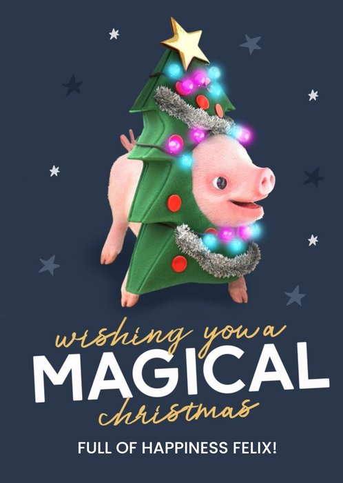 Moonpigs Cute Christmas Tree Pig Christmas Card