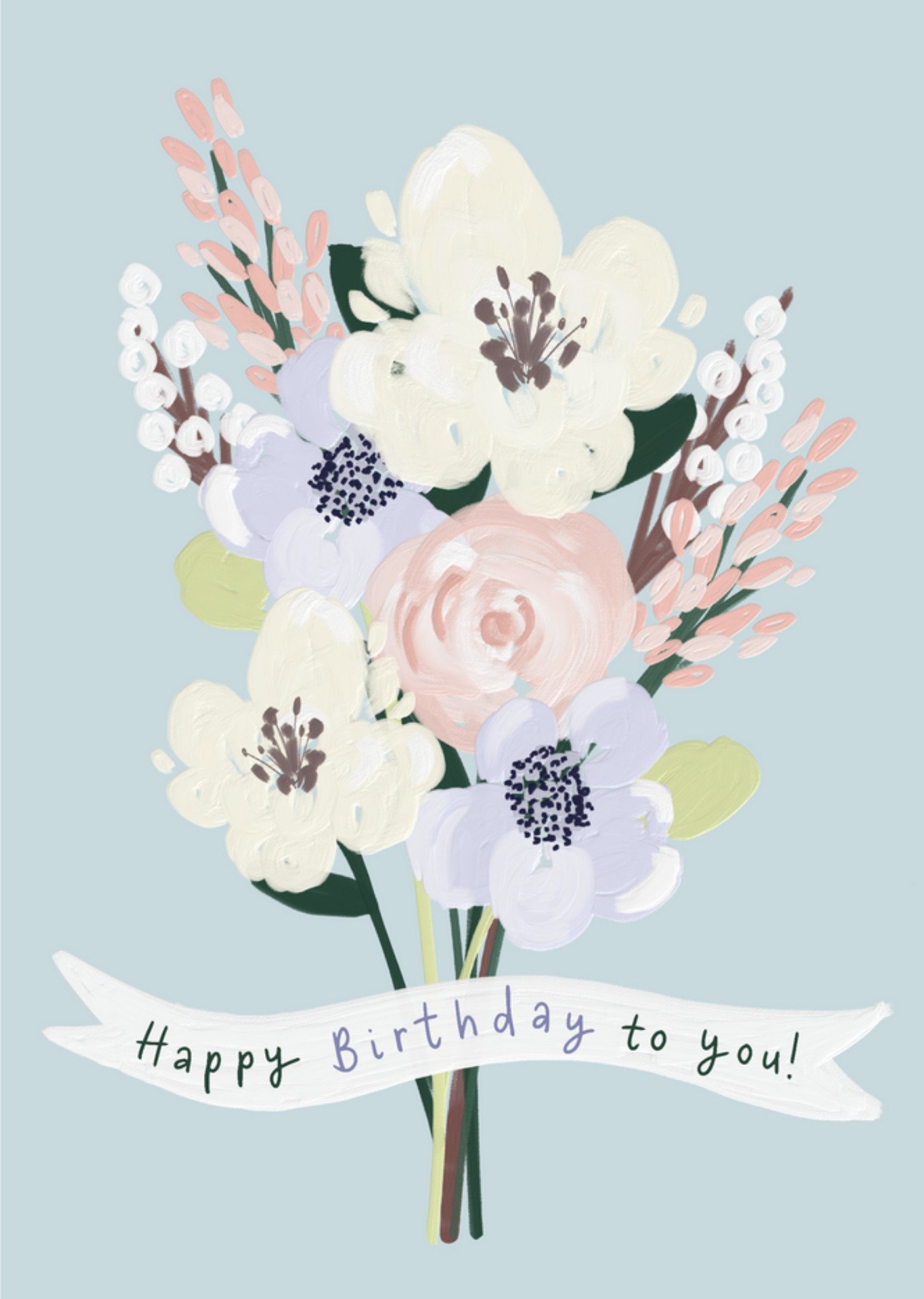 Moonpig Sweet Happy Birthday To You Hand Painted Bouquet Of Flowers Birthday Card Ecard