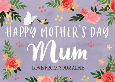 Traditional Illustrated Floral Mother's Day Card Love For Mum