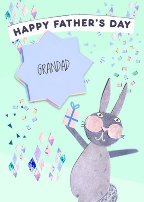 Excited Bunny Happy Fathers Day Grandad Card