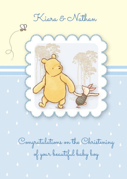 Disney Winnie The Pooh And Piglet Personalised Christening Card