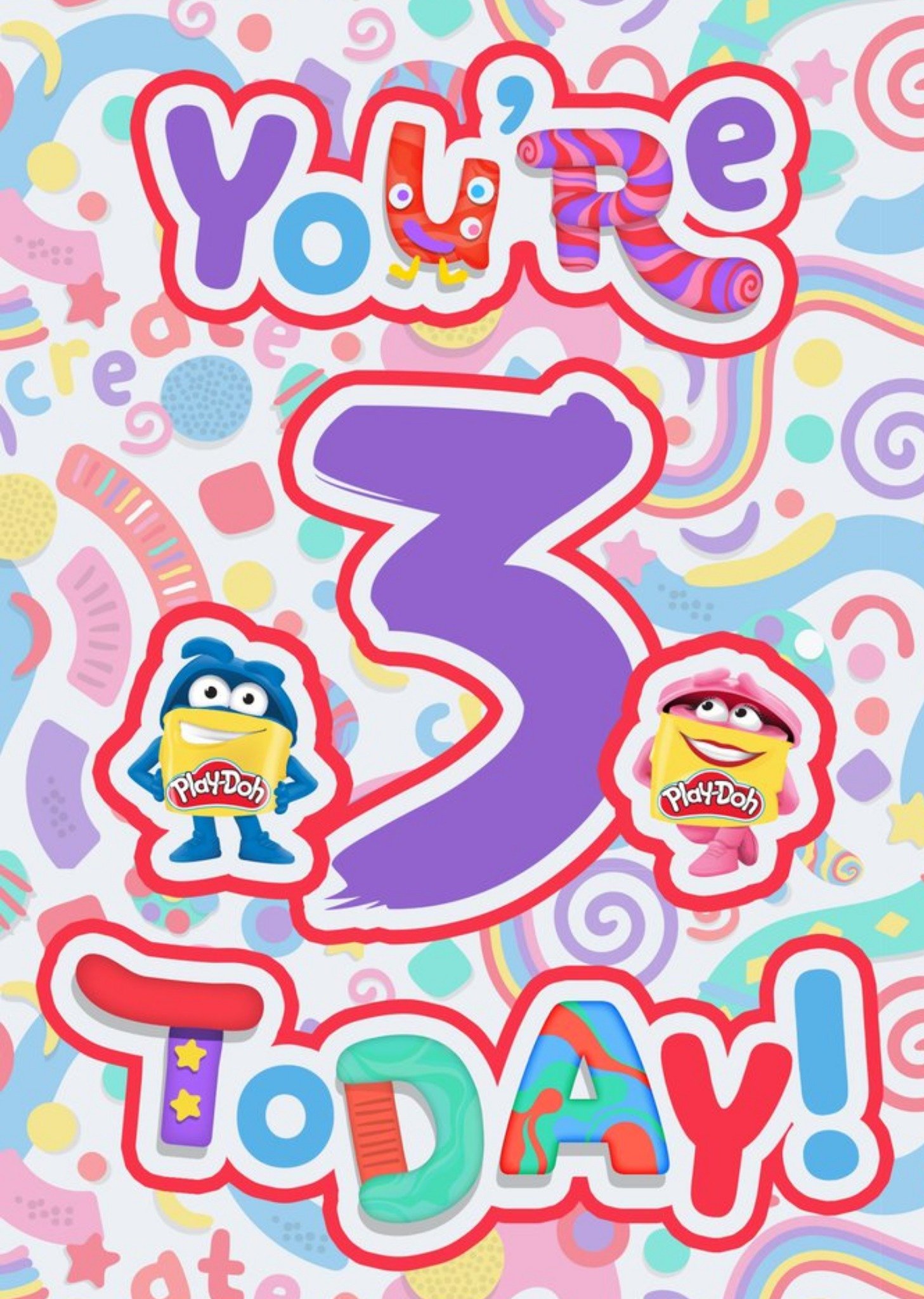 Moonpig Play Doh Bright Fun 3 Today Birthday Card By Hasbro