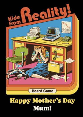 Funny Retro Graphic Hide From Reality Illustrated Mother's Day Card From Steven Rhodes