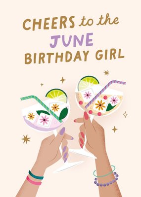 Cheers To The June Birthday Girl Card