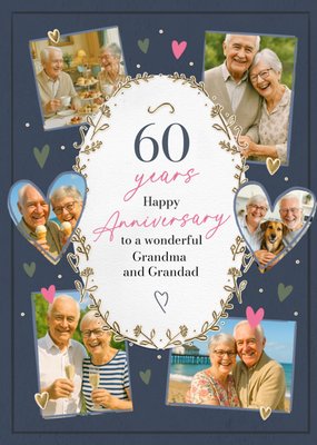 60 Years Anniversary Photo Upload Card For Grandma and Grandad