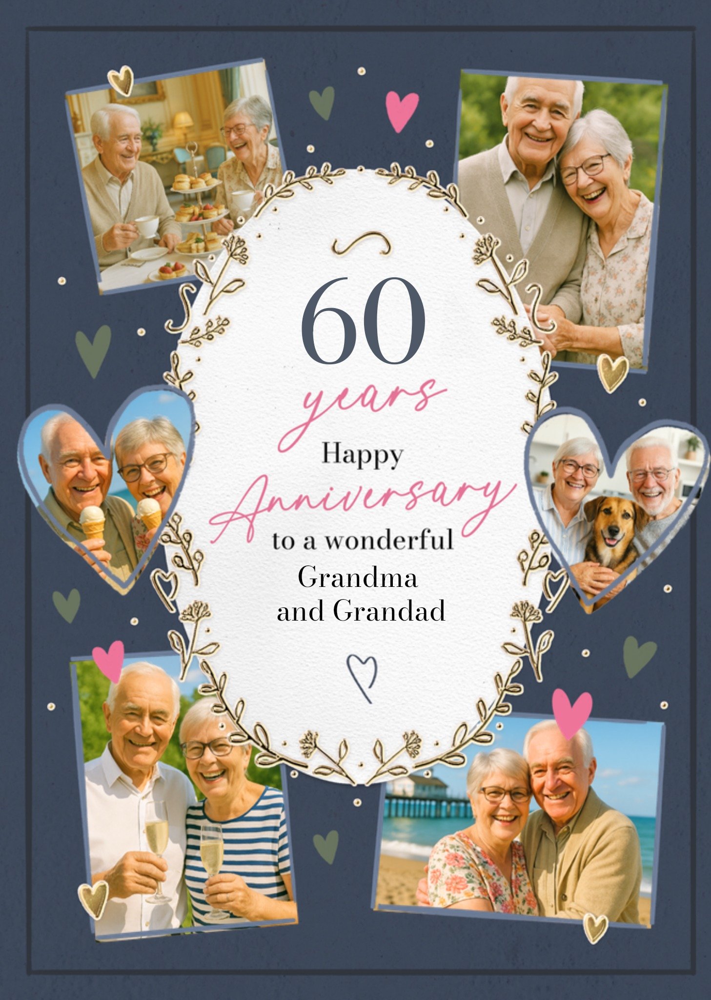 Moonpig 60 Years Anniversary Photo Upload Card For Grandma And Grandad