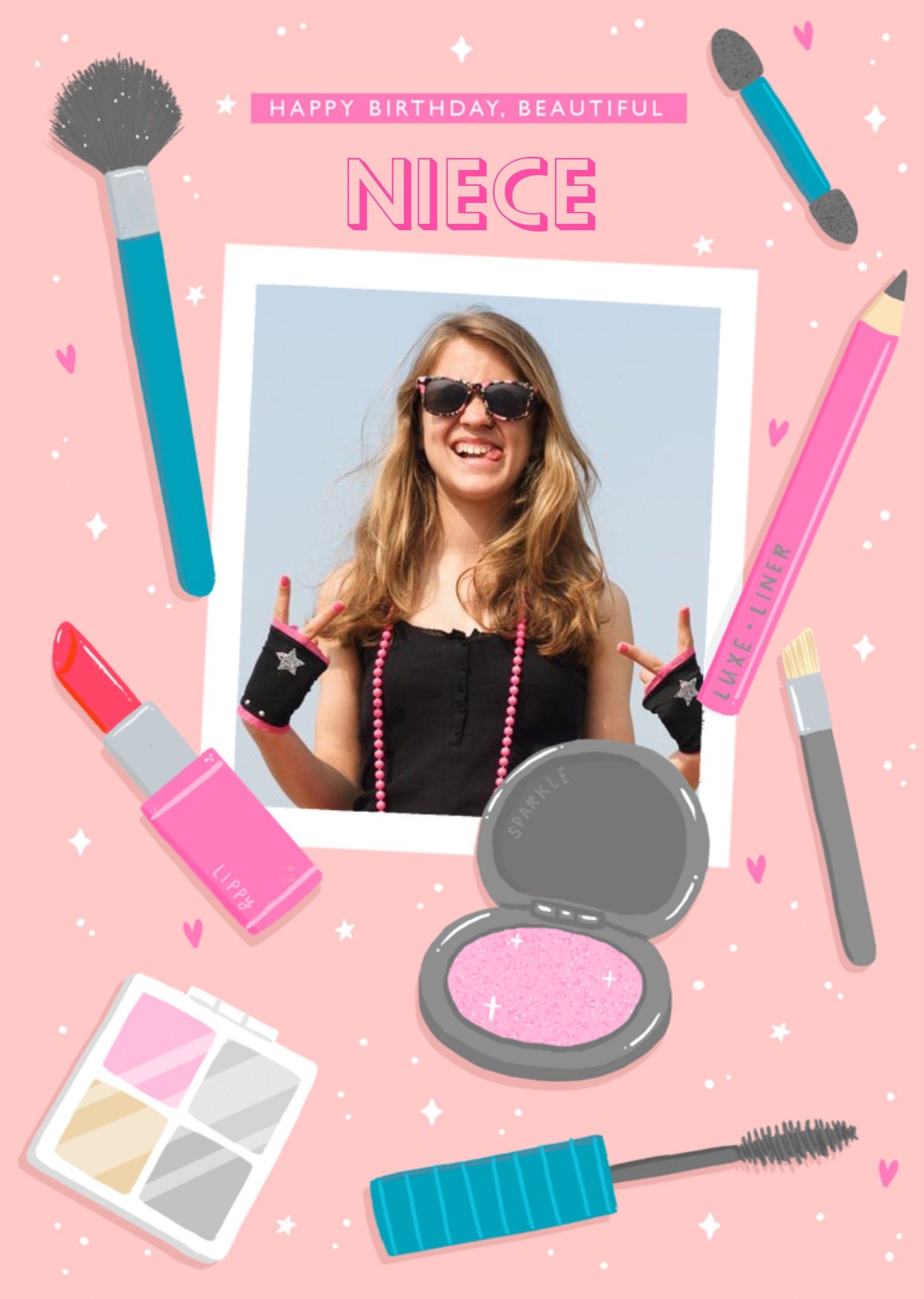 Moonpig Makeup Illustrations Happy Birthday Photo Upload Card